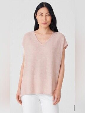 Eileen Fisher Merino Wool Sweater  Pullover Tunic In Light Pink Size S